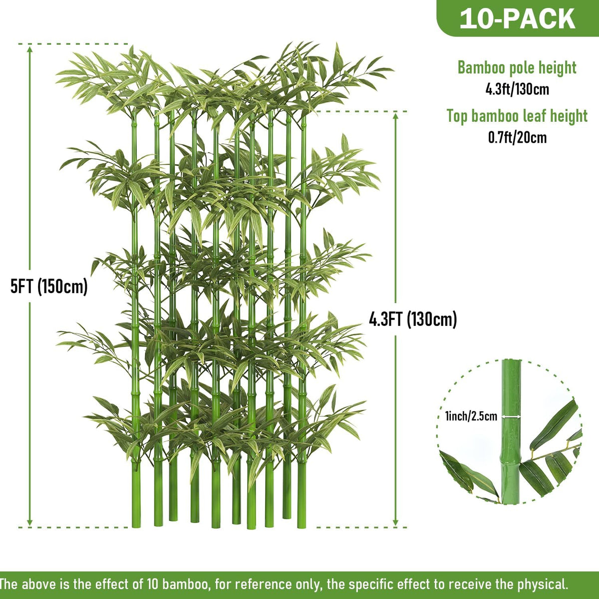 5ft Fake Bamboo Plant, Artificial Privacy Trees Faux Bamboo