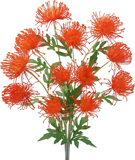 27.6" Tropical Flowers Artificial with 3 Heads Long Stem 4 PCS Fake Mums