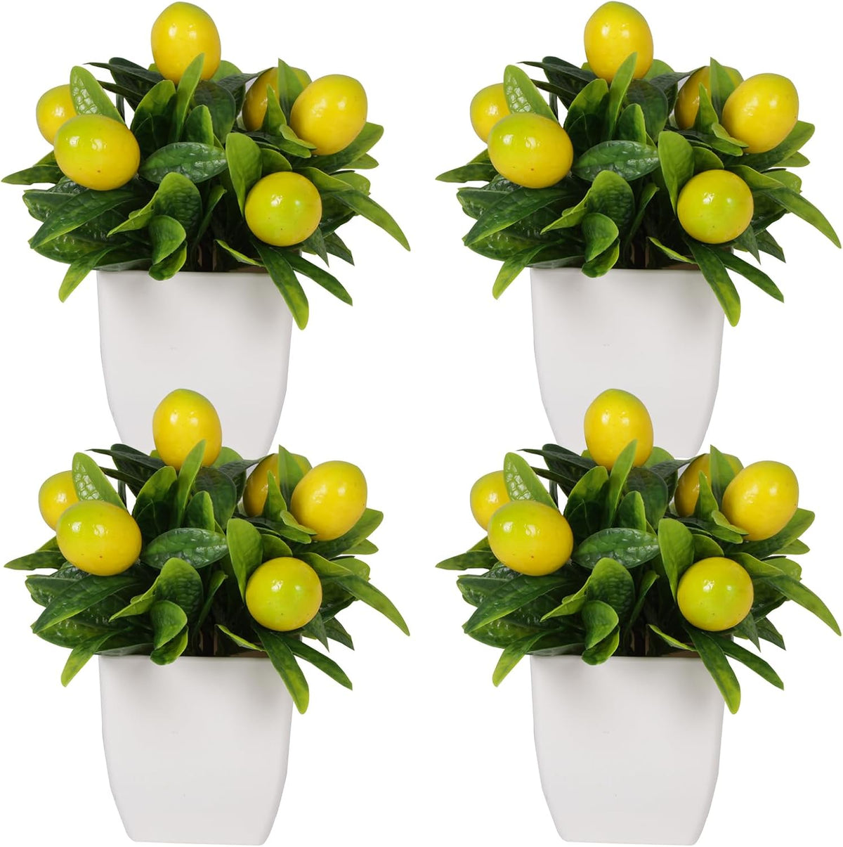 4pcs Artificial Lemon Plants Fake Fruit Potted Plant 6inches Fake Lemons Tree with Small Pot Mini Fake Plant for Indoor Outdoor Home Bathroom Decor