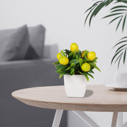 4pcs Artificial Lemon Plants Fake Fruit Potted Plant 6inches Fake Lemons Tree with Small Pot Mini Fake Plant for Indoor Outdoor Home Bathroom Decor