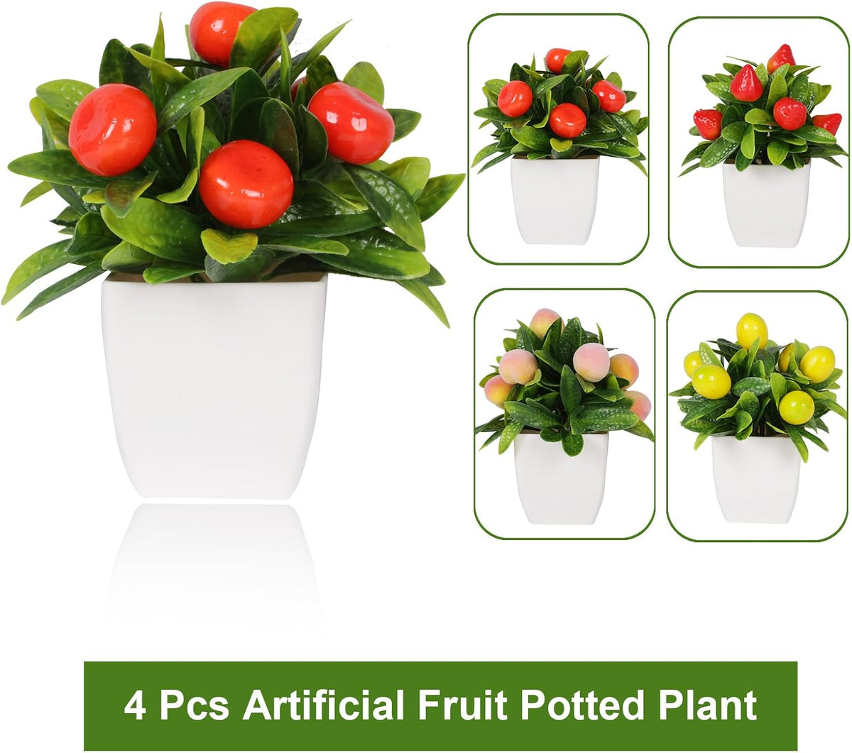 4pcs Artificial Lemon Plants Fake Fruit Potted Plant 6inches Fake Lemons Tree with Small Pot Mini Fake Plant for Indoor Outdoor Home Bathroom Decor