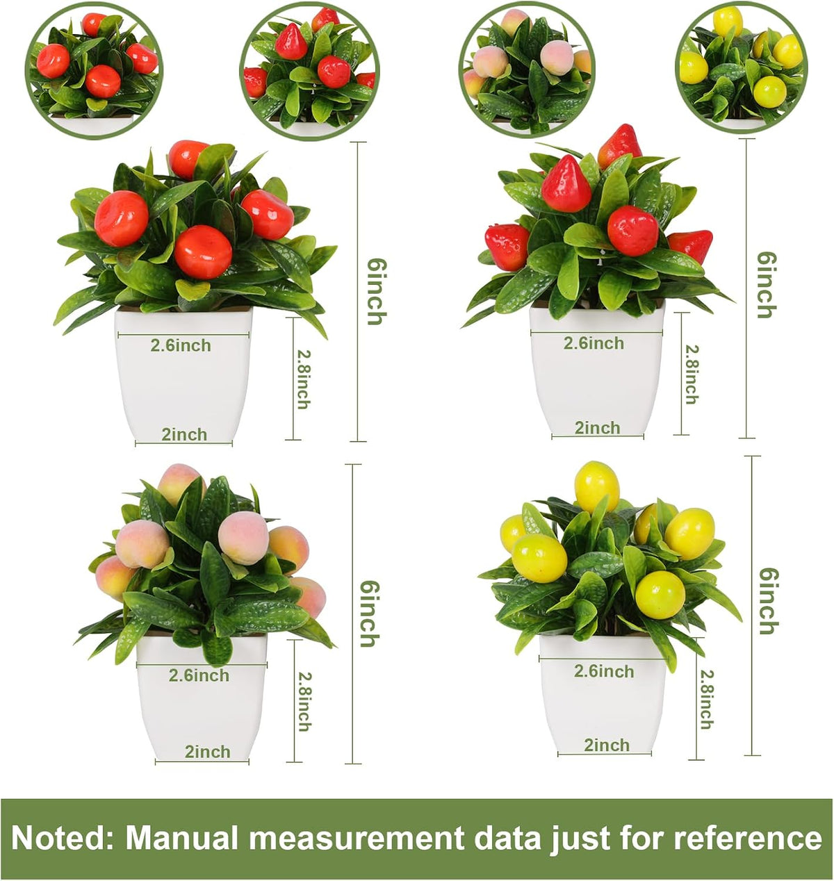 4pcs Artificial Lemon Plants Fake Fruit Potted Plant 6inches Fake Lemons Tree with Small Pot Mini Fake Plant for Indoor Outdoor Home Bathroom Decor