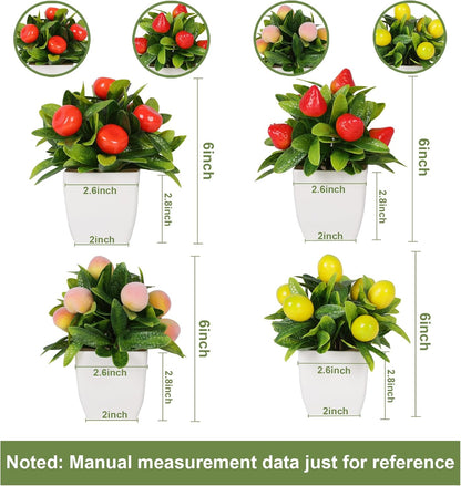 4pcs Artificial Lemon Plants Fake Fruit Potted Plant 6inches Fake Lemons Tree with Small Pot Mini Fake Plant for Indoor Outdoor Home Bathroom Decor