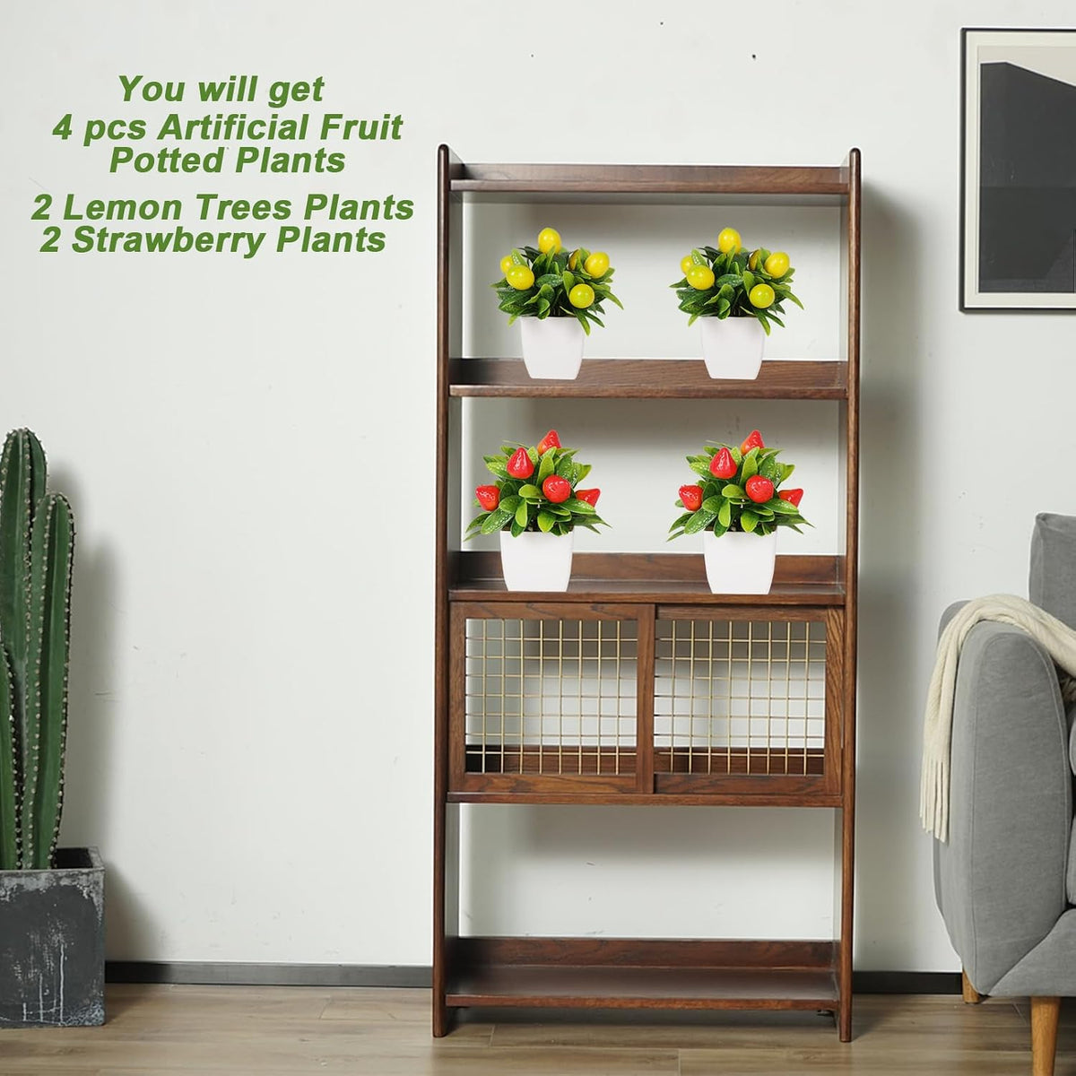 4pcs Artificial Lemon Plants Fake Fruit Potted Plant 6inches Fake Lemons Tree with Small Pot Mini Fake Plant for Indoor Outdoor Home Bathroom Decor