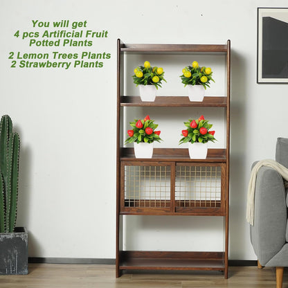 4pcs Artificial Lemon Plants Fake Fruit Potted Plant 6inches Fake Lemons Tree with Small Pot Mini Fake Plant for Indoor Outdoor Home Bathroom Decor