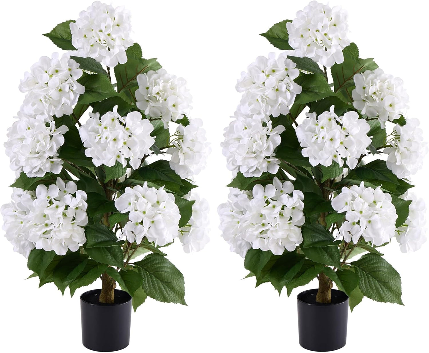 Artificial Hydrangea Trees, White, 30 in, 2 Pack | Silk Flowers