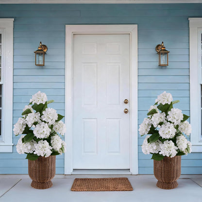 Artificial Hydrangea Trees, White, 30 in, 2 Pack | Silk Flowers