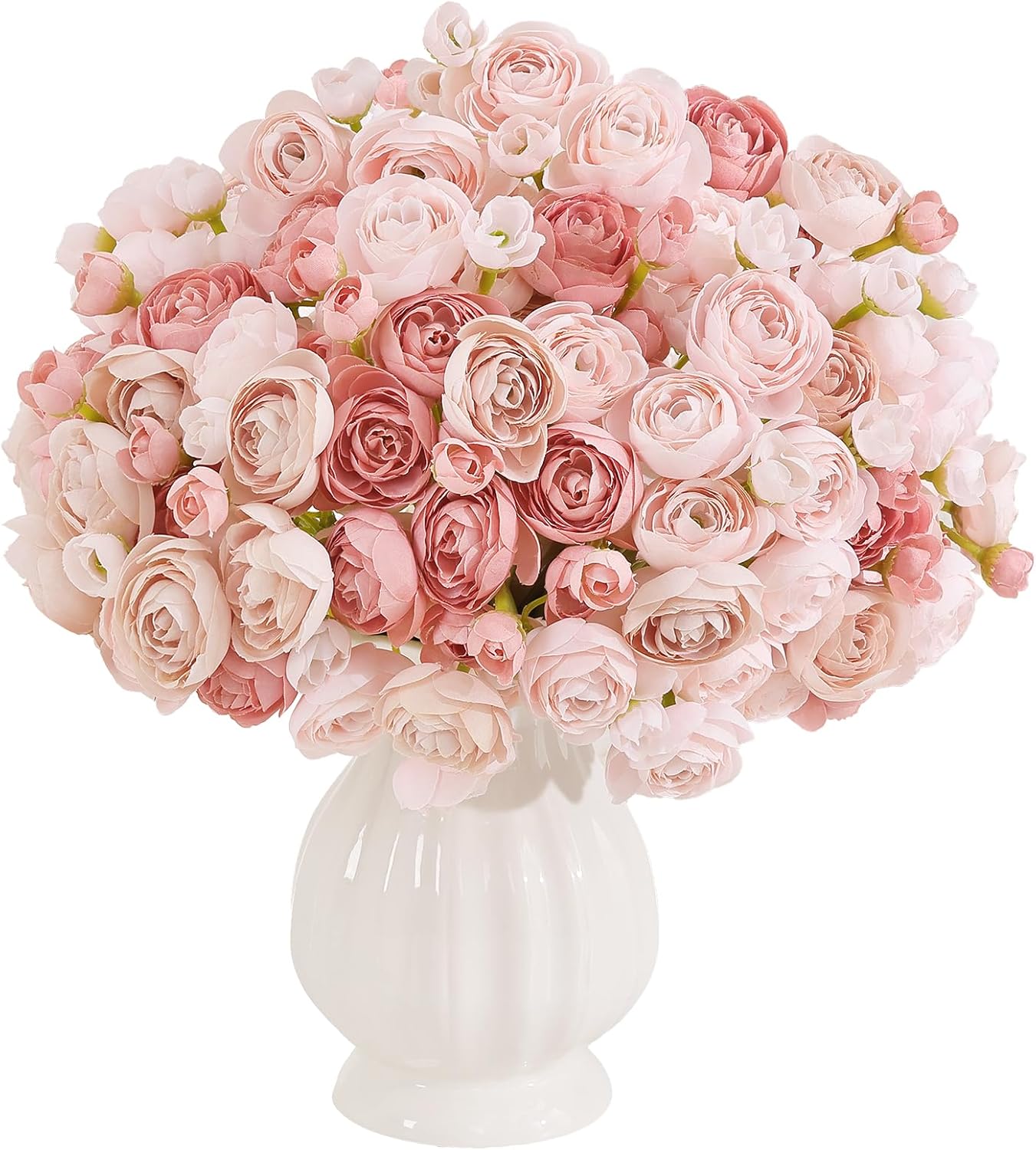 Mini Ranunculus Artificial Flowers Bouquet 20 PCS Creamy | Small Silk Faux Ranunculus,Easy Clean Lifelike flower for Wedding Bridal Baby Shower Centerpieces Arrangements Vase DIY