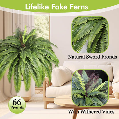 Artificial Ferns for Outdoors & Indoors, 51in Large Fake Ferns Plants