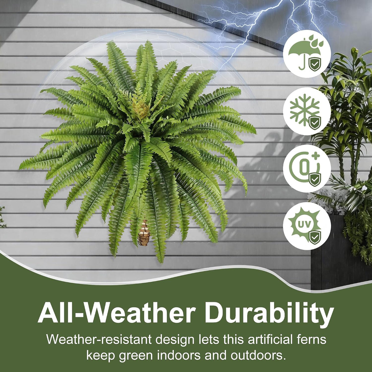 Artificial Ferns for Outdoors & Indoors, 51in Large Fake Ferns Plants
