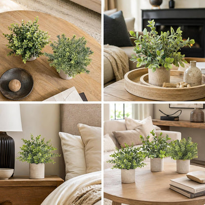 3 Pack Fake Plants Artificial Plants for Office Bathroom Decor | Sage green frosted eucalyptus, pet and child safe, maintenance-free, desk shelf kitchen bedroom coffee table farmhouse decor