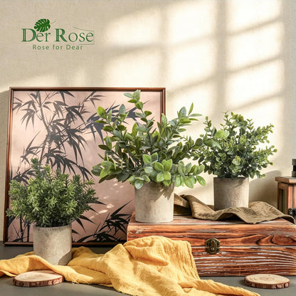 3 Pack Fake Plants Artificial Plants for Office Bathroom Decor | Sage green frosted eucalyptus, pet and child safe, maintenance-free, desk shelf kitchen bedroom coffee table farmhouse decor