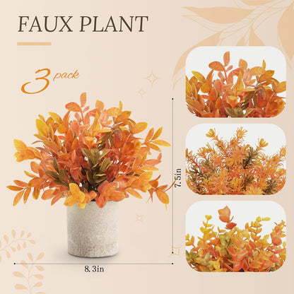 3 Pack Fake Plants Artificial Plants for Office Bathroom Decor | Sage green frosted eucalyptus, pet and child safe, maintenance-free, desk shelf kitchen bedroom coffee table farmhouse decor