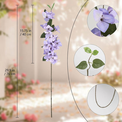 Lilac Flowers Artificial Bougainvillea 8 PCS Realistic Faux Bougainvillea Light Purple Silk Flowers 29.9" Long Stem Flowers for Tall Vase Home Wedding Centerepieces Decor (Light Purple)