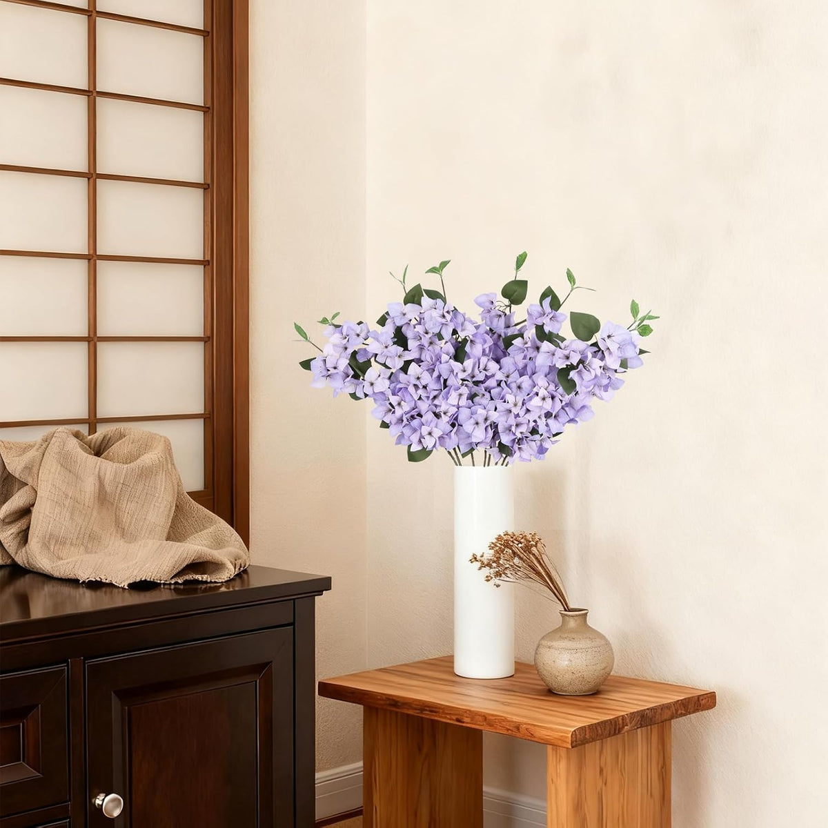 Lilac Flowers Artificial Bougainvillea 8 PCS Realistic Faux Bougainvillea Light Purple Silk Flowers 29.9" Long Stem Flowers for Tall Vase Home Wedding Centerepieces Decor (Light Purple)