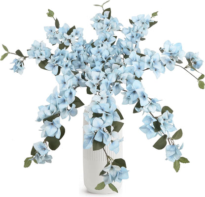 Lilac Flowers Artificial Bougainvillea 8 PCS Realistic Faux Bougainvillea Light Purple Silk Flowers 29.9" Long Stem Flowers for Tall Vase Home Wedding Centerepieces Decor (Light Purple)