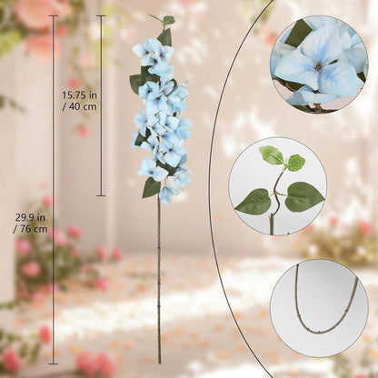 Lilac Flowers Artificial Bougainvillea 8 PCS Realistic Faux Bougainvillea Light Purple Silk Flowers 29.9" Long Stem Flowers for Tall Vase Home Wedding Centerepieces Decor (Light Purple)