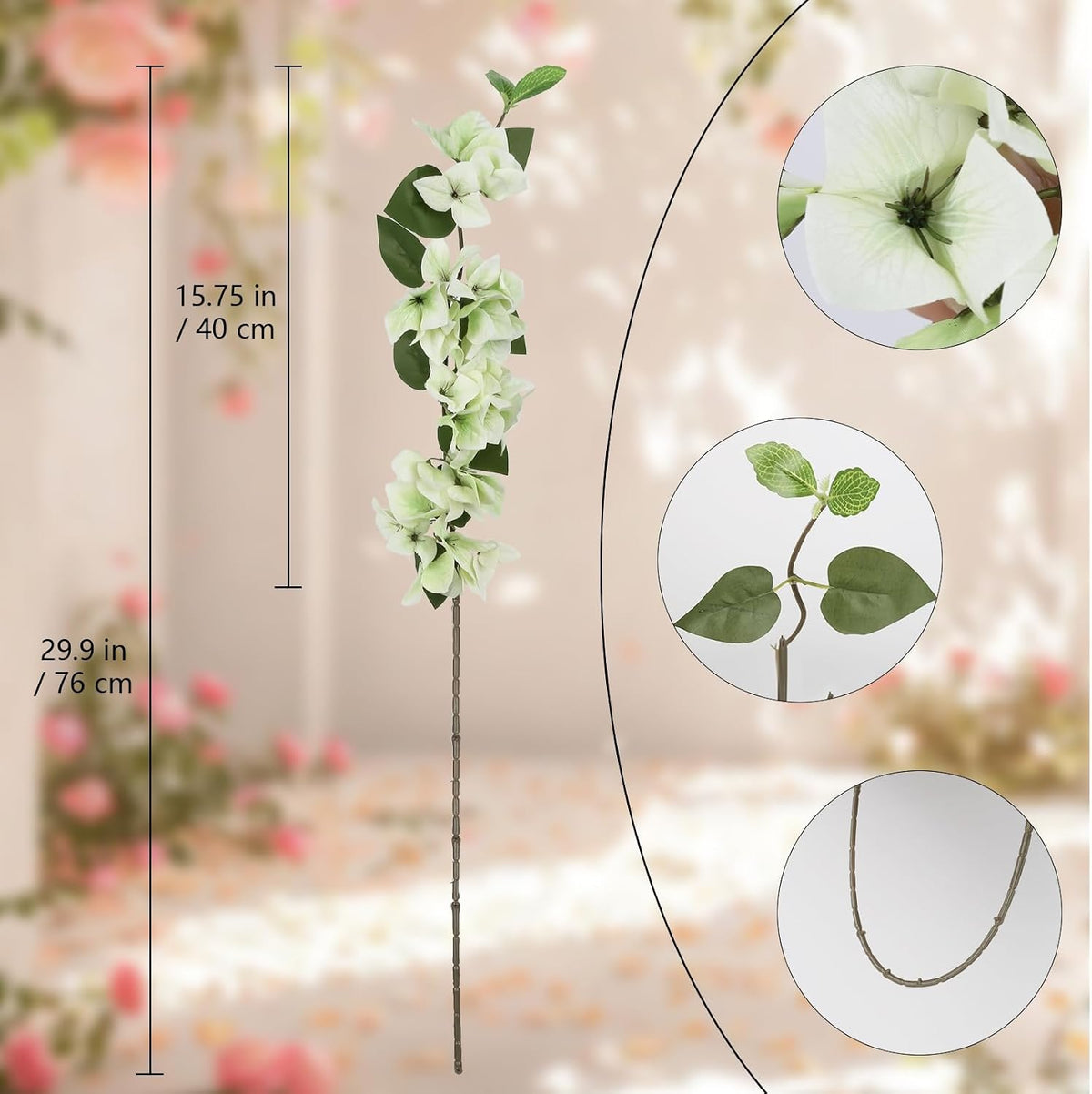Lilac Flowers Artificial Bougainvillea 8 PCS Realistic Faux Bougainvillea Light Purple Silk Flowers 29.9" Long Stem Flowers for Tall Vase Home Wedding Centerepieces Decor (Light Purple)