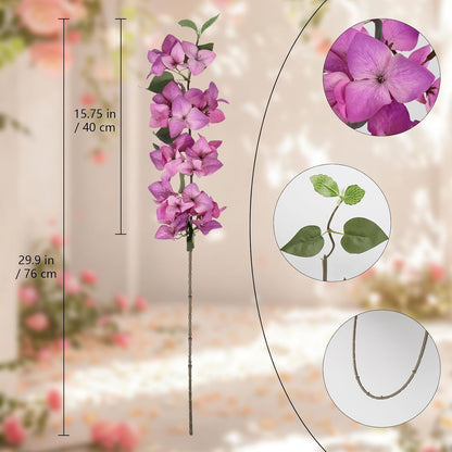 Lilac Flowers Artificial Bougainvillea 8 PCS Realistic Faux Bougainvillea Light Purple Silk Flowers 29.9" Long Stem Flowers for Tall Vase Home Wedding Centerepieces Decor (Light Purple)