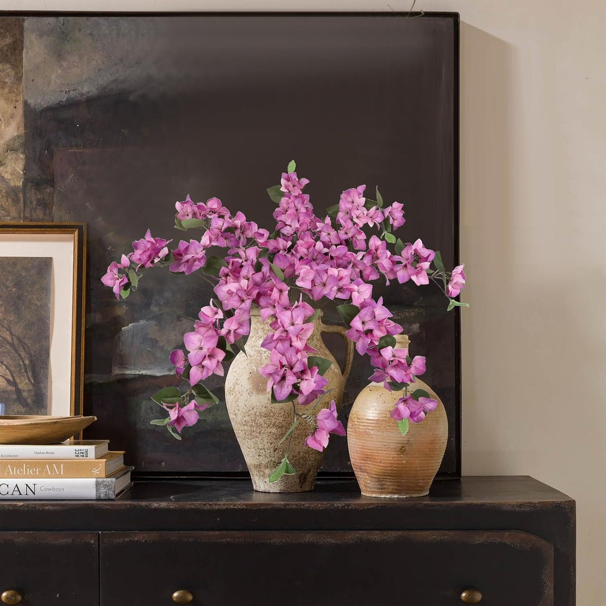 Lilac Flowers Artificial Bougainvillea 8 PCS Realistic Faux Bougainvillea Light Purple Silk Flowers 29.9" Long Stem Flowers for Tall Vase Home Wedding Centerepieces Decor (Light Purple)