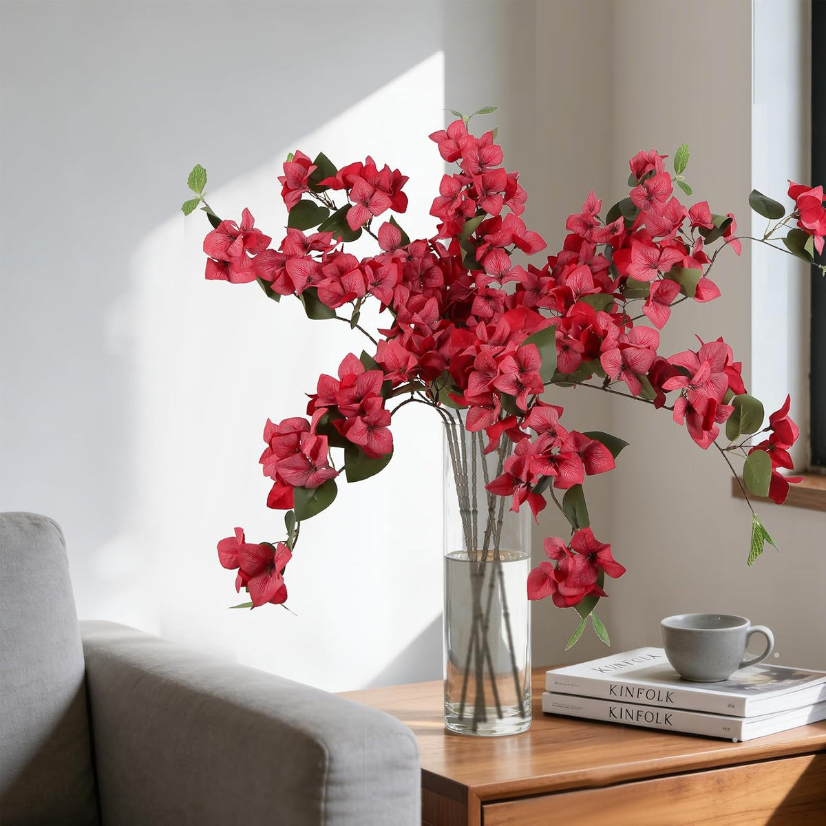 Lilac Flowers Artificial Bougainvillea 8 PCS Realistic Faux Bougainvillea Light Purple Silk Flowers 29.9" Long Stem Flowers for Tall Vase Home Wedding Centerepieces Decor (Light Purple)