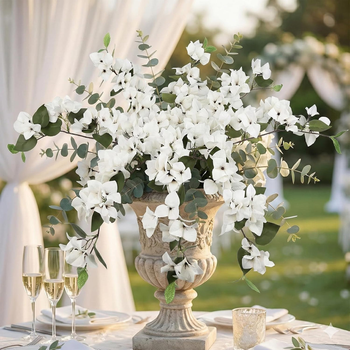Lilac Flowers Artificial Bougainvillea 8 PCS Realistic Faux Bougainvillea Light Purple Silk Flowers 29.9" Long Stem Flowers for Tall Vase Home Wedding Centerepieces Decor (Light Purple)