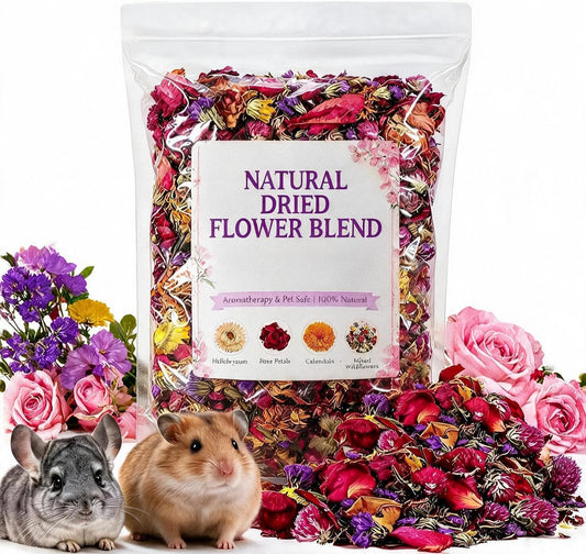 Natural Flower & Herb for Hamster Bedding, 6.7OZ Soft Green Herbs Hamster Forage for Habitat Decor, Guinea Pig Bedding Odor Control for Bunny, Rabbit, Gerbil, Mouse or Other Small Animal