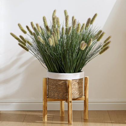 24 inches Extra Lush Artificial Reed Grass (6pcs), Luxury Fake Plants with 10 Heads Dogtail Flower, Luxury Faux Greenery with Dogtail for Garden Porch and Home Decor (Green-10)