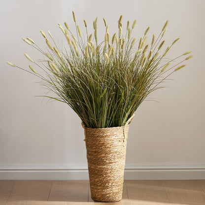 24 inches Extra Lush Artificial Reed Grass (6pcs), Luxury Fake Plants with 10 Heads Dogtail Flower, Luxury Faux Greenery with Dogtail for Garden Porch and Home Decor (Green-10)