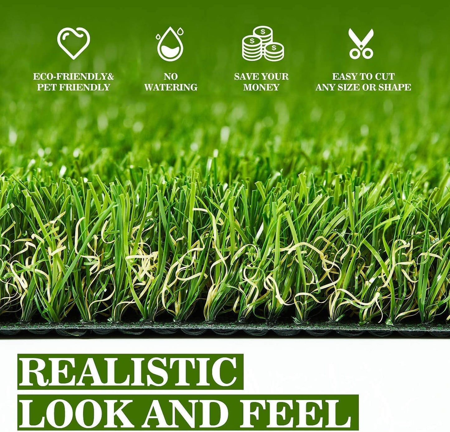 AYOHA Artificial Turf 4 ft x 6 ft with Drainage, 1.38 Inch Realistic Fake Grass Rug Indoor Outdoor Lawn Landscape for Garden, Balcony, Patio, Synthetic Grass Mat for Dogs, Customized