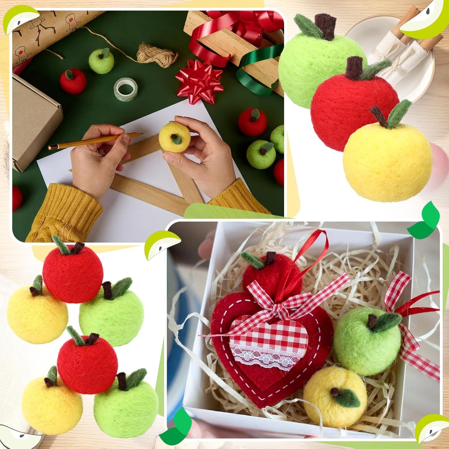 24 Pcs Back to School Felt Mini Apple Ornament Felt Fake Apple Bowl Filler for Welcome First Day of School Classroom Farmhouse Ornaments Wedding Home Decoration(Red)