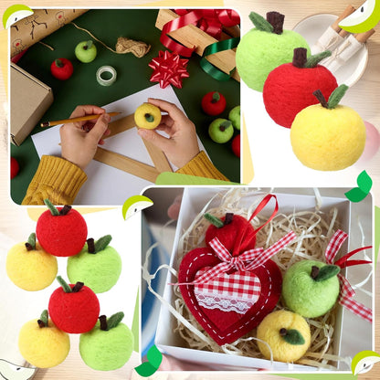 24 Pcs Back to School Felt Mini Apple Ornament Felt Fake Apple Bowl Filler for Welcome First Day of School Classroom Farmhouse Ornaments Wedding Home Decoration(Red)