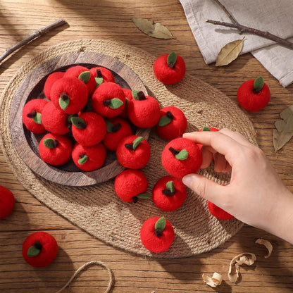 24 Pcs Back to School Felt Mini Apple Ornament Felt Fake Apple Bowl Filler for Welcome First Day of School Classroom Farmhouse Ornaments Wedding Home Decoration(Red)