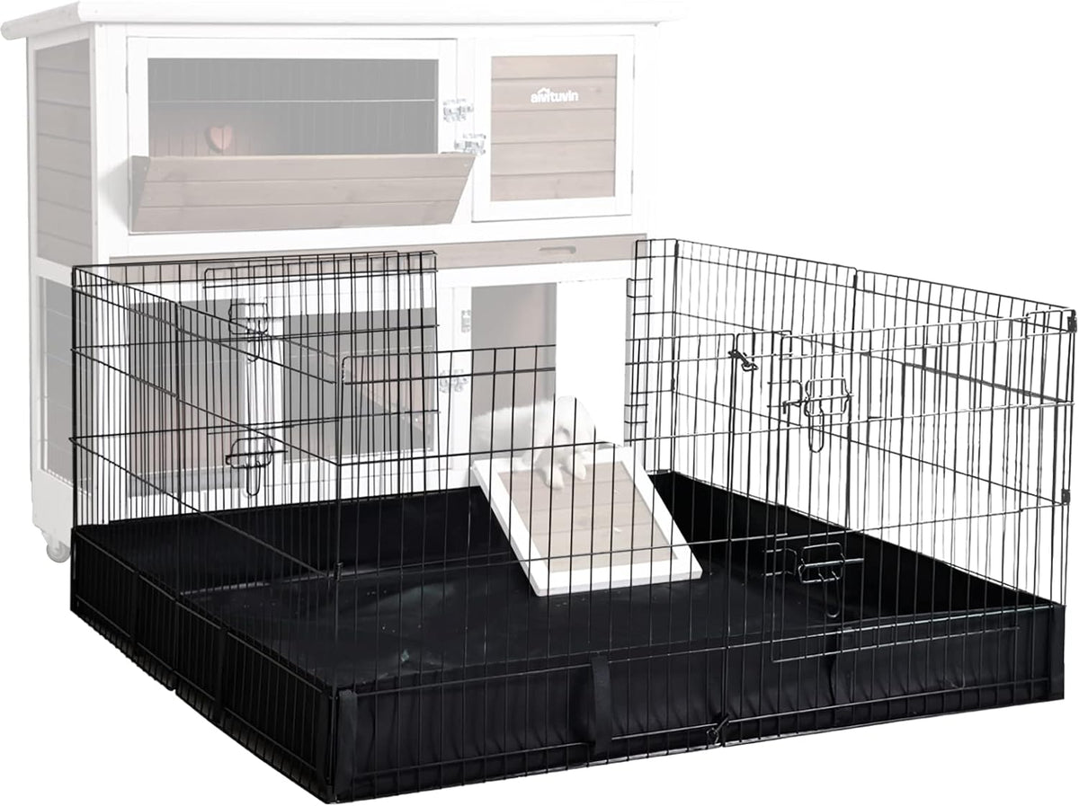 Pet Playpen Indoor & Outdoor Expandable Exercise Pen for Small Animals Rabbit cage with Waterproof Layer,Attach The Hutch Freely