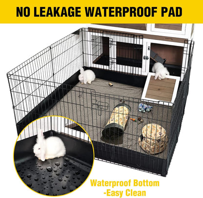 Pet Playpen Indoor & Outdoor Expandable Exercise Pen for Small Animals Rabbit cage with Waterproof Layer,Attach The Hutch Freely