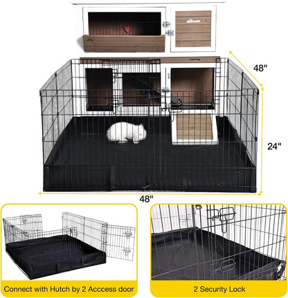 Pet Playpen Indoor & Outdoor Expandable Exercise Pen for Small Animals Rabbit cage with Waterproof Layer,Attach The Hutch Freely