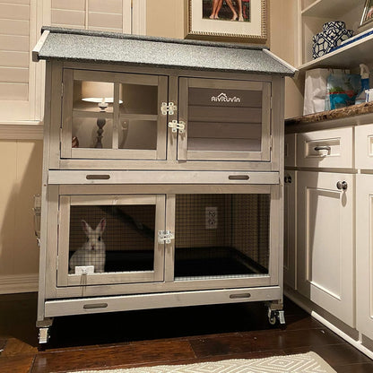 Pet Playpen Indoor & Outdoor Expandable Exercise Pen for Small Animals Rabbit cage with Waterproof Layer,Attach The Hutch Freely