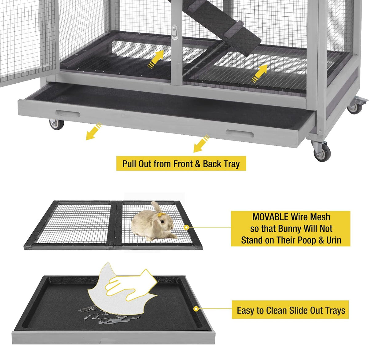 Pet Playpen Indoor & Outdoor Expandable Exercise Pen for Small Animals Rabbit cage with Waterproof Layer,Attach The Hutch Freely