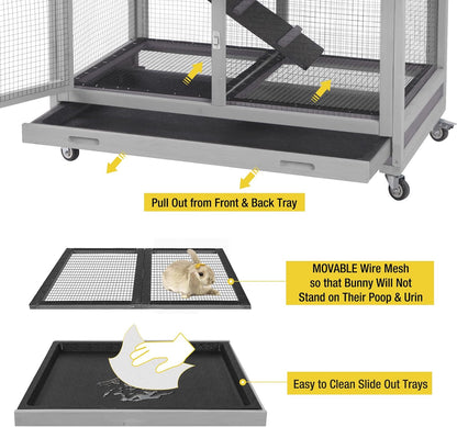 Pet Playpen Indoor & Outdoor Expandable Exercise Pen for Small Animals Rabbit cage with Waterproof Layer,Attach The Hutch Freely