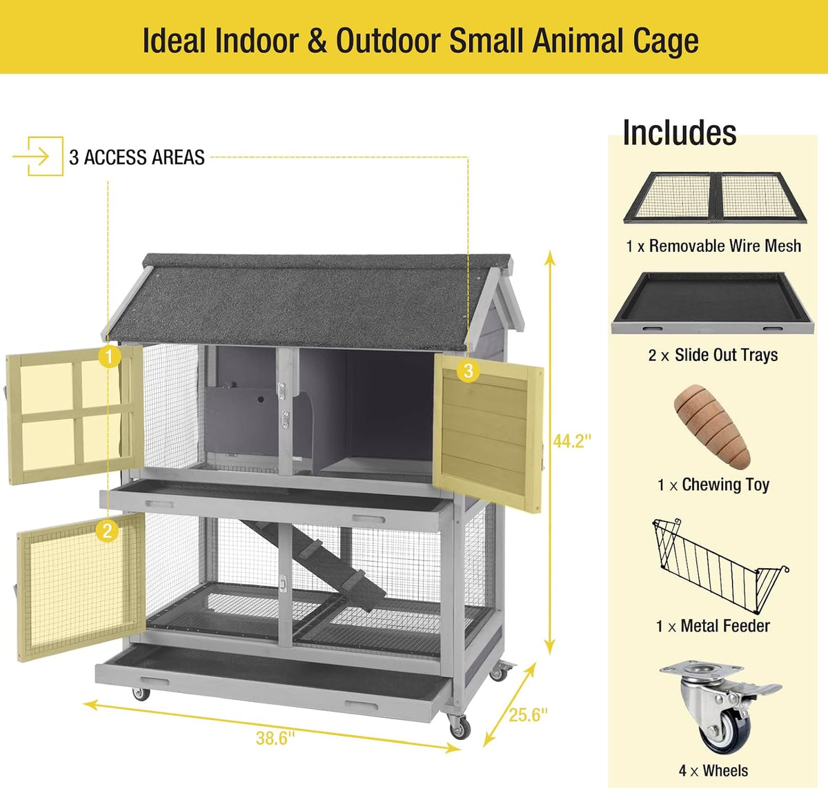Pet Playpen Indoor & Outdoor Expandable Exercise Pen for Small Animals Rabbit cage with Waterproof Layer,Attach The Hutch Freely