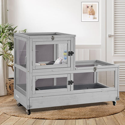 Pet Playpen Indoor & Outdoor Expandable Exercise Pen for Small Animals Rabbit cage with Waterproof Layer,Attach The Hutch Freely