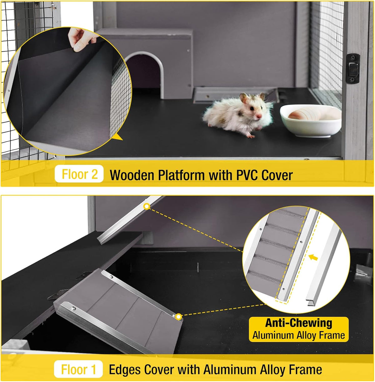 Pet Playpen Indoor & Outdoor Expandable Exercise Pen for Small Animals Rabbit cage with Waterproof Layer,Attach The Hutch Freely
