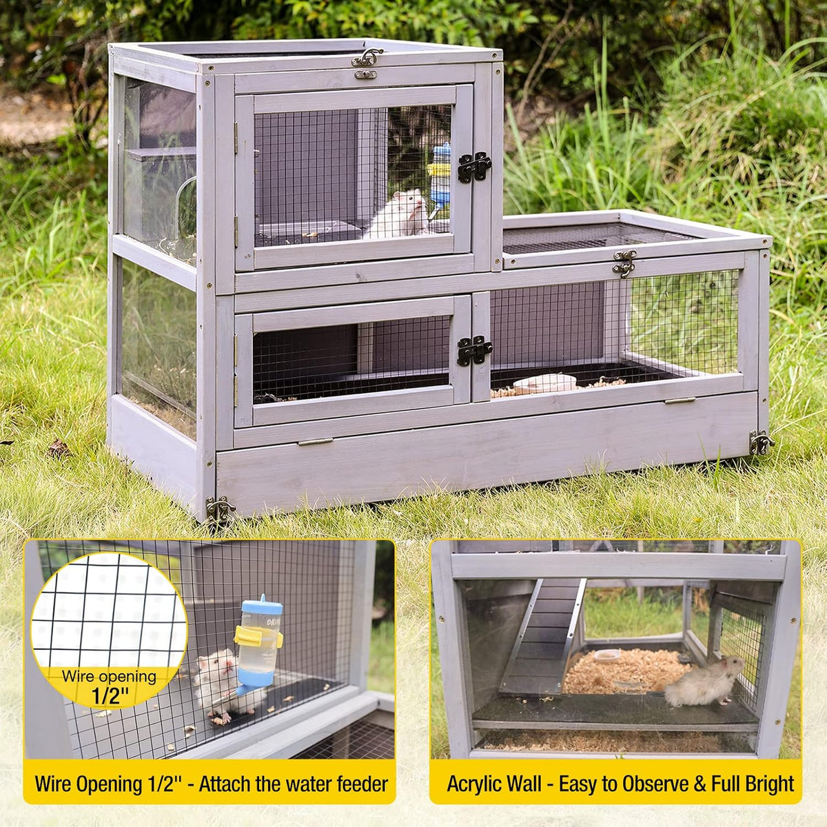 Pet Playpen Indoor & Outdoor Expandable Exercise Pen for Small Animals Rabbit cage with Waterproof Layer,Attach The Hutch Freely