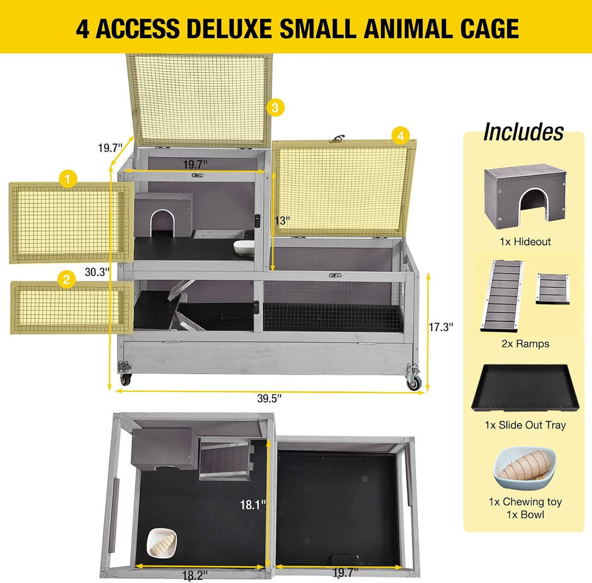 Pet Playpen Indoor & Outdoor Expandable Exercise Pen for Small Animals Rabbit cage with Waterproof Layer,Attach The Hutch Freely