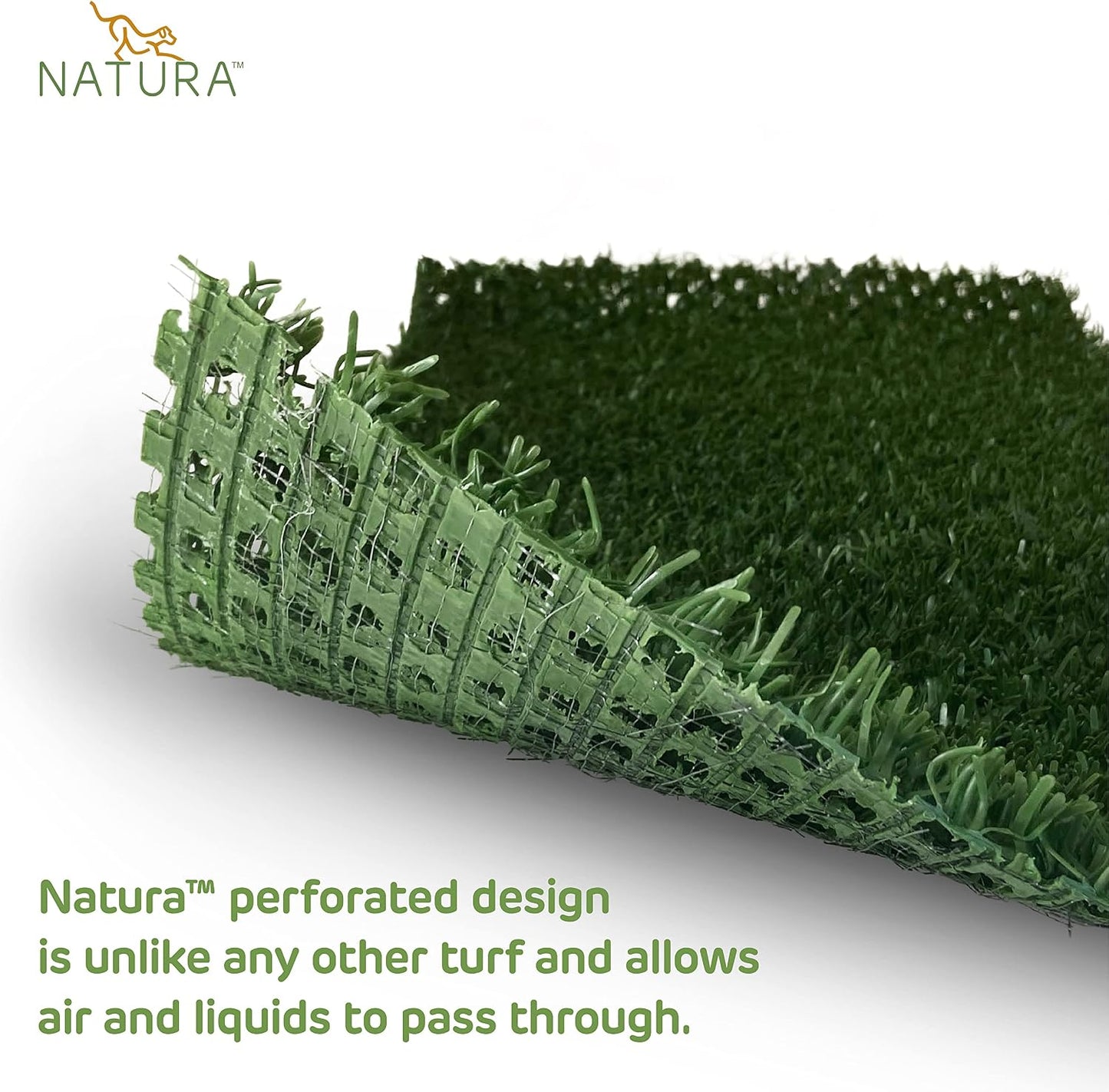PowerRun 10376807 Outdoor Artificial Grass for Dogs, Turf Grass Patch Blends in with Natural Grass, Keeps Paws and Homes Clean, 1.5 ft. x 15 ft., Green