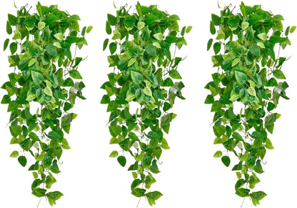 Fake Hanging Plants Vines(2pcs)for Room Decor, Artificial Ivy Greenery Garlands for Home Bedroom Living Aesthetic Kitchen Office Wall Patio Bookshelf,Indoor,Outdoor Farmhouse Decorations(No flowerpot)