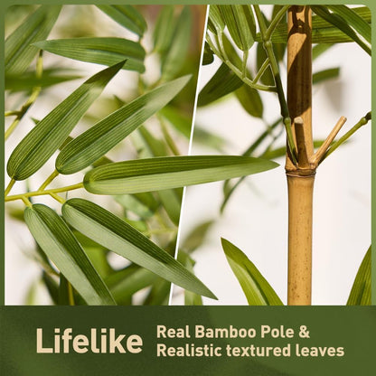 Artificial Bamboo Tree 6Ft Privacy Fence Screen - Real Bamboo Poles & UV-Resistant Faux Leaves for Indoor Outdoor, Fake Plants for Garden, Patio - Balcony Privacy Cover,Decorative Fencing 24Pcs