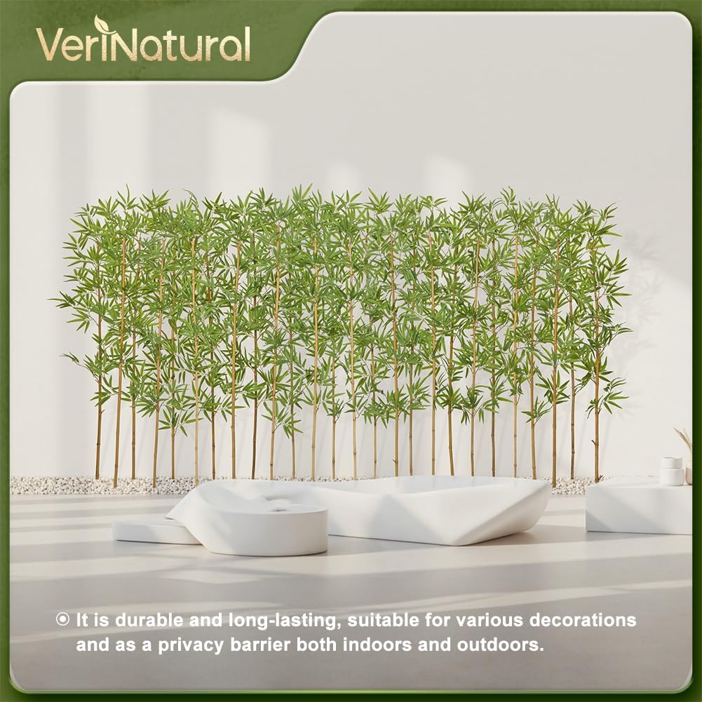Artificial Bamboo Tree 6Ft Privacy Fence Screen - Real Bamboo Poles & UV-Resistant Faux Leaves for Indoor Outdoor, Fake Plants for Garden, Patio - Balcony Privacy Cover,Decorative Fencing 24Pcs