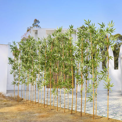 Artificial Bamboo Tree 6Ft Privacy Fence Screen - Real Bamboo Poles & UV-Resistant Faux Leaves for Indoor Outdoor, Fake Plants for Garden, Patio - Balcony Privacy Cover,Decorative Fencing 24Pcs