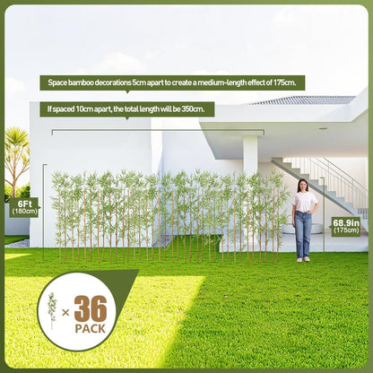 Artificial Bamboo Tree 6Ft Privacy Fence Screen - Real Bamboo Poles & UV-Resistant Faux Leaves for Indoor Outdoor, Fake Plants for Garden, Patio - Balcony Privacy Cover,Decorative Fencing 24Pcs